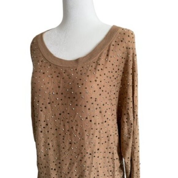 I.N.C. Tan knit Sweater embelished in rinestones M Medium long sleeve - Picture 3 of 6